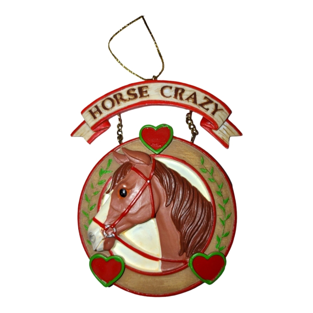 Horse Crazy Christmas Ornament or Craft Charm Accent